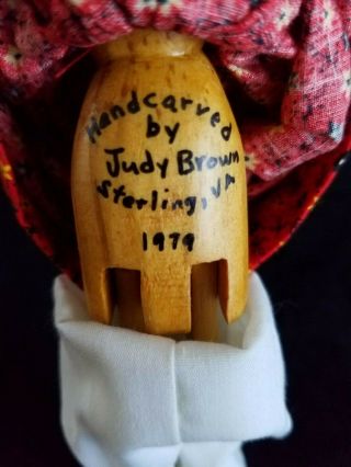 VINTAGE 1979 HAND CARVED WOOD DOLL BY ARTIST JUDY BROWN DRESS 7