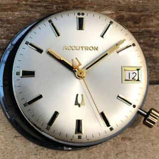 Bulova Accutron Date 218d Wrist Watch Movement - Humming,  Crystal,  Ring,  Gasket