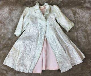 Vintage Terri Lee Tagged Long Silver Lame Formal Coat Pink Lining