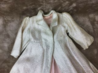 Vintage TERRI LEE Tagged Long Silver Lame Formal Coat Pink Lining 2