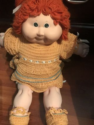 Cabbage Patch Doll Girl Long Red Hair Green Eyes Dimples1978 - 1982 Xavier Roberts