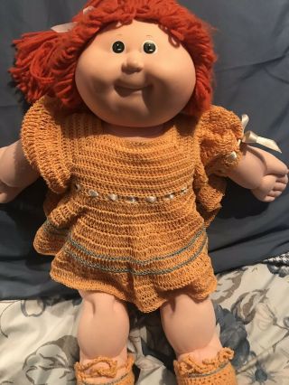Cabbage Patch Doll Girl Long Red Hair Green Eyes dimples1978 - 1982 Xavier Roberts 3