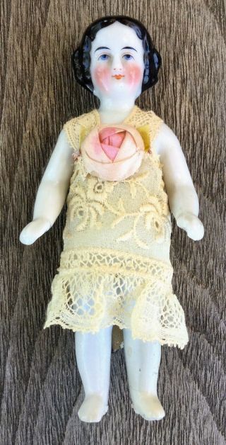Lovely Antique Large Frozen Charlotte China Doll Civil War Era 4 1/2 Inches