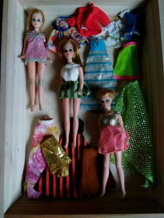 3 Vintage Topper Dawn Dolls With Clothes