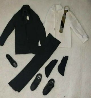 Ken Barbie Vintage Date Night Black Suit Tux Shirt Pants Tie Shoes Outfit