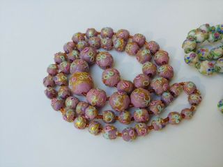 Antique Murano Wedding Cake Venetian Art Glass Bead Necklaces 2 Strands. 2