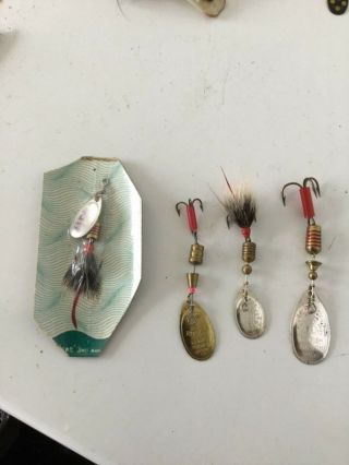 4 Vintage Mepps Fishing Lures Spinners 1,  2,  3,  Over 40 Yrs Old