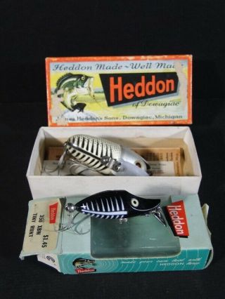 2 Vintage Heddon Lures Crazy Crawler – Tiny Runt – Pre 1963