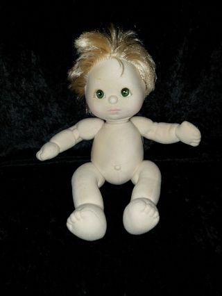 1985 My Child Doll Blonde Boy Baby Green Eyes Green Heart
