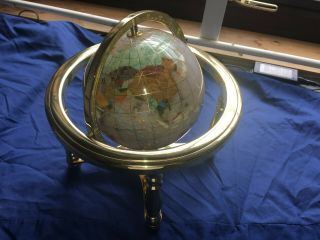 Gemstone World Globe - Semi - Precious Stones with Brass Stand and Compass 4