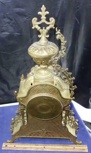 & Fancy Antique Gold Gilt Bronze Tall Mantle Clock French Paris Repair 5