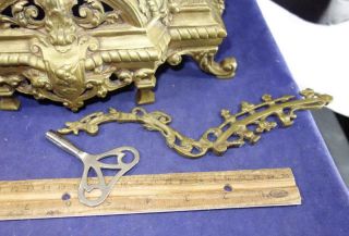 & Fancy Antique Gold Gilt Bronze Tall Mantle Clock French Paris Repair 6