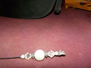 Antique Hat Pin No Brand 6 Inches - Pearl & Clear Beads