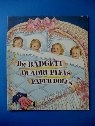 Vintage 1941 The Badgett Quadruplets Paper Dolls Book Saalfield 2348 Orig Uncut