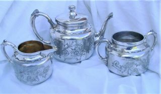Vintage Quadruple Silver Plate Tea Set.  By Wilcox & Co.  Meriden Conn.  Usa