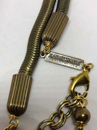 Jan Michaels Antiqued Brass Snake Lariat Necklace,  Wrap Bracelet & Earrings 8