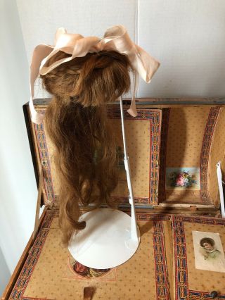 Gorgeous Antique Long Human Hair Strawberry Blonde Doll Wig