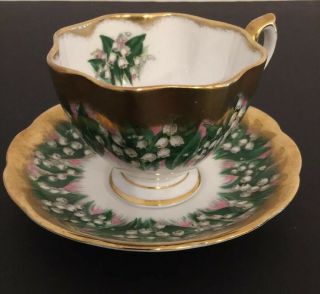 Vintage Queen Anne Fine Bone China Cup & Saucer Lilly Of Valley Pattern England
