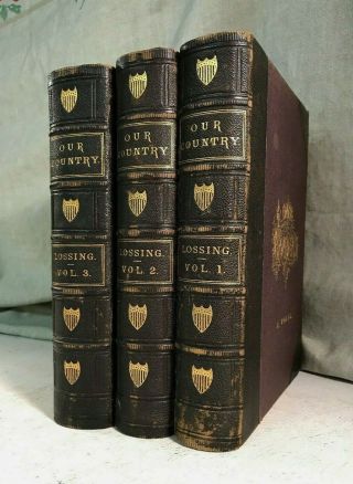 Our Country American History Antique Leather Bound Books Rev War Civil War Etc.