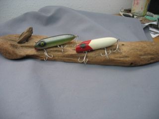 Vintage/antique Fishing Lures - 2 Old Baits - Southbend Bass Oreno - Rhw - Green Sc.