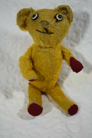 Antique Jointed Gold Yellow Mohair Teddy Bear Straw Filled Steiff? 12 " Loved
