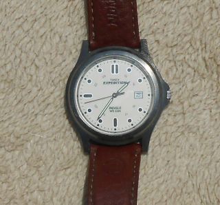 Timex Expedition Indiglo Watch,  Cr 2016,  Wr 50 Meters,  Leather Band,