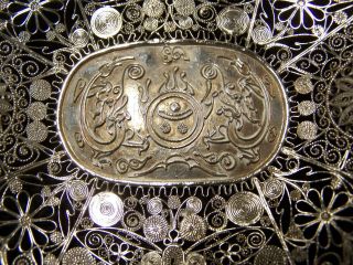 Antique MARKED FILIGREE Chinese Export Silver Dragon Pierced CALLING CARD TRAY 8
