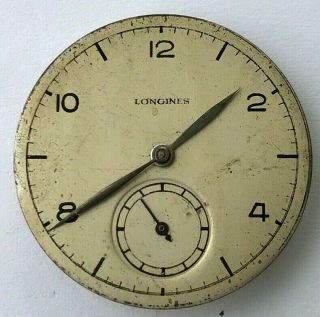 Antique 1934 Longines Hand Winding Mens Watch Movement W.  Seconds,  Cal.  12.  687