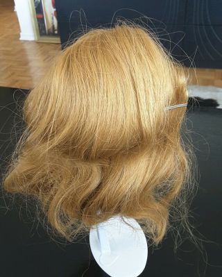Vintage Human Hair Doll Wig Size 13 Made In U.  S.  A.  - Light Brown/Red Hair 3