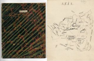 Antique 1864 Manuscript Geography Book Hand Drawn Maps Leeds Art School Ledger
