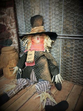 Primitive 22x6in BLACK DRESSED SCARECROW HANDMADE COUNTRY old rusty doll 3
