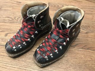 Vintage Leather Double Lace Ski Boots Nailed Sole Nordica Made In Italy Sz 6