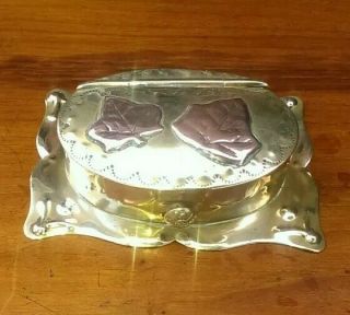Arts & Crafts Brass Copper Sweetheart Trinket Box Ww1 Trench Art 12.  5 X 8.  4 Cms