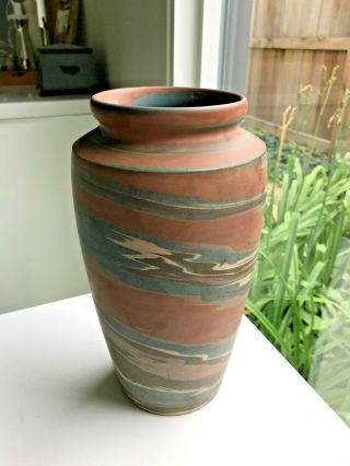 Antique 10 " Niloak Mission Swirl Pottery Vase - Arts & Crafts - Art Pottery