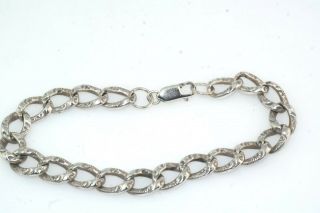 Antique Sterling Silver Repousse 8 " Charm Bracelet