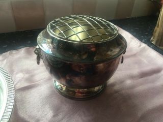 Silver Plated Rose Bowl With Lion Heads Handles
