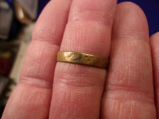 VERY OLD VTG ANTIQUE MENS YELLOW GOLD FILLED / PLATED (NOW BRASS) WEDDING BAND 5