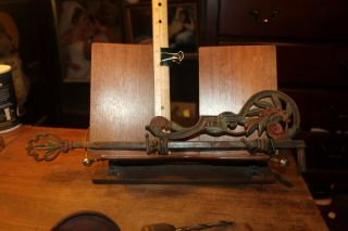 Antique Vintage Victorian Ornate Cast Iron Swing Arm Curtain Rod 6