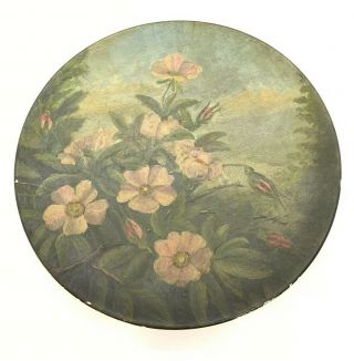 Oil Painted 19th Century Antique Paper Mache Plate Chas Edmands Boston