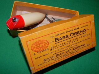 Crisp Pre - 1920 South Bend Babe Oreno W/scarce Intro Box & Paper Bass - Oreno