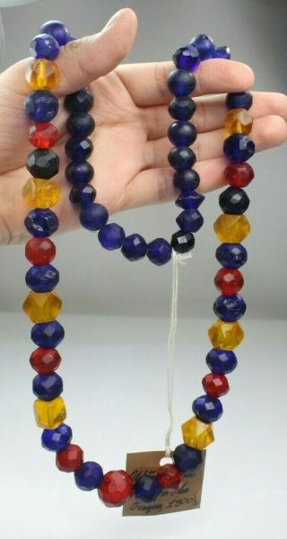 Antique Native American Russian Blue Faceted Old Trade Beads Indian Artifact Or