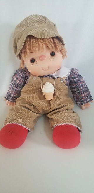 Vintage 1980’s Ice Cream Doll With Cone Necklace Large 24”