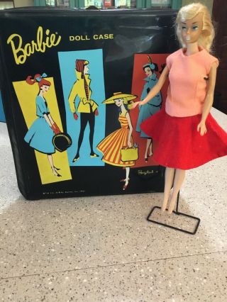1958 Vintage Platinum Blonde Swirl Ponytail Barbie In 1961 Ponytail Barbie Case
