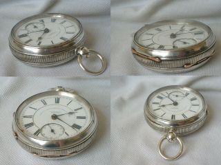 A GENTS ANTIQUE STERLING SILVER OPEN FACE POCKET WATCH By THOMAS FATTORINI & KEY 3