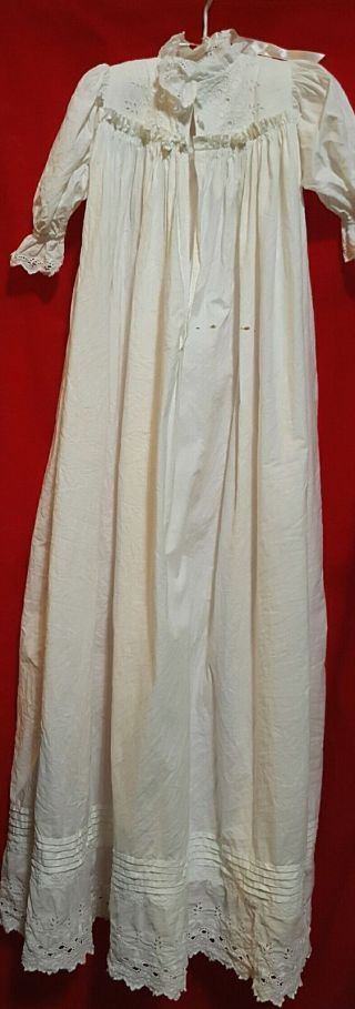 Gorgeous Antique White wear/ Baby Gown for Bisque Dolls - Cotton,  Eyelet Trim - Mus 2