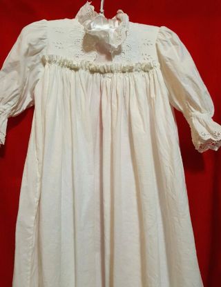 Gorgeous Antique White wear/ Baby Gown for Bisque Dolls - Cotton,  Eyelet Trim - Mus 5