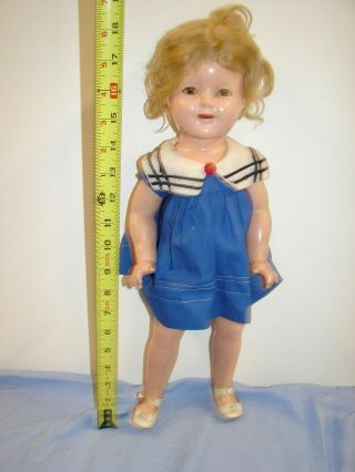 Vintage Ideal Doll 18 Inch Shirley Temple Composition Sleep Eyes Open Mouth