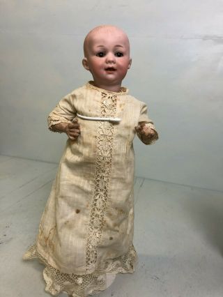 Antique Bisque Head 12 " Baby Doll Am Drom 25 Sleep Eyes Open Mouth