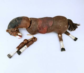 Antique Schoenhut Wood Bay Brown Circus Horse,  Needs Restringing Of 2 Front Legs