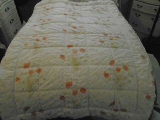 Vintage Cotton Eiderdown Decorated Poppies - Single Bed Size